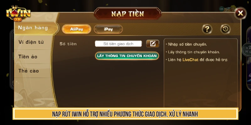 IWIN - Tải Iwin Club Game Sòng Bài Thượng Lưu Top 1 VN 13 Nạp rút IWIN hỗ trợ nhiều phương thức giao dịch, xử lý nhanhNạp rút IWIN hỗ trợ nhiều phương thức giao dịch, xử lý nhanh